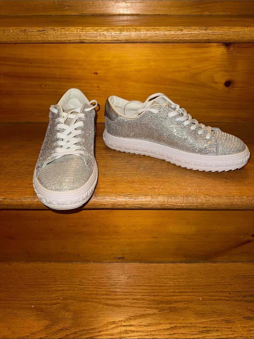 Michael Kors Silver Glitter Low-Top Sneakers